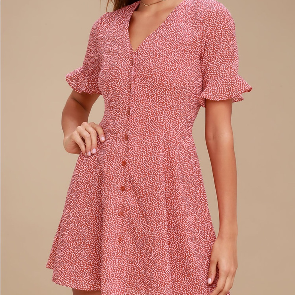 Lulu’s Castana Rust Red Dress Medium
